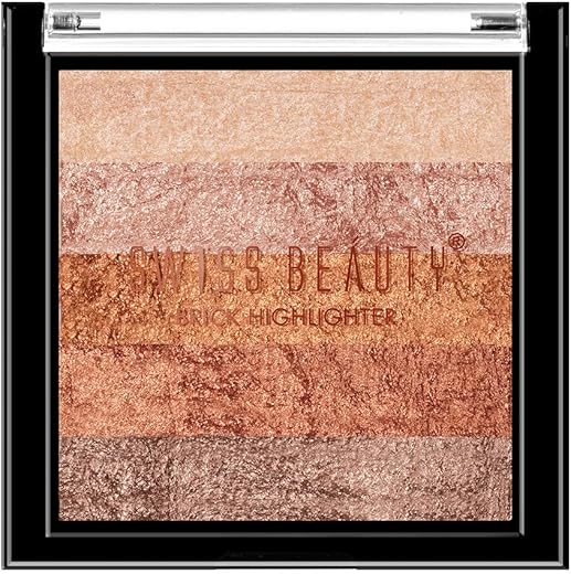 Swiss Beauty Brick Highlighter | Highly-Pigmented Powder Highlighter + Bronzer With Easy-To-Blend Formula | Shade- 1, 7G |