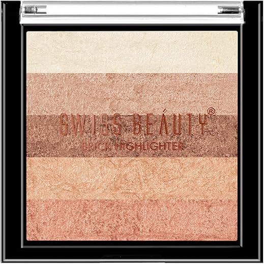 Swiss Beauty Brick Highlighter | Highly-Pigmented Powder Highlighter + Bronzer With Easy-To-Blend Formula | Shade- 4, 7G |