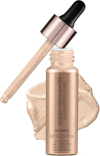 Swiss Beauty Drop & Glow Liquid Highlighter For Face Makeup | Illuminating Liquid Highlighter With Dewy Finish | Shade -Gold, 18ml