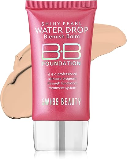 Swiss Beauty Matte Shiny Pearl Water Drop Blemish Long Lasting Balm BB Lightweight, Liquid Foundation, Face Makeup, Shade-03, 40ml