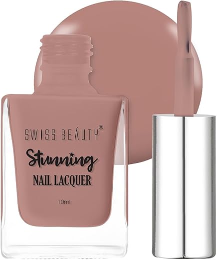 Swiss Beauty Stunning Nail Lacquer | Chip Resistant, Quick drying nail paint | Highly Pigmented with high shine Nail polish | Shade - Desert Taupa, 12gm