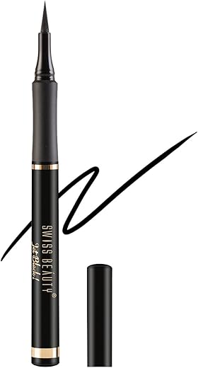 Swiss Beauty Waterproof And Long Wearing Bold Felt Tip Pen Eyeliner | Smudge Proof Eye Makeup | Quick Drying | Black, 1.2ml
