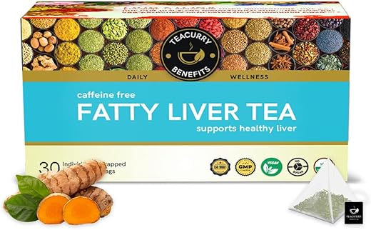 TEACURRY Fatty Liver Tea (1 Month Pack, 30 Tea Bags) - Helps With Fatty Liver Detox, Ginger, 60 Gms