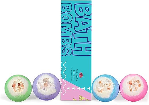 THE BODY BUCKET - Blue ocean, Rose, Lavender and Citronella Bath Bomb with Pink Salt - All Natural Handcrafted Aromatic Fragrance - Perfect Bath Gift for Kids, Men & Women– 65 gm each (Pack of 4)