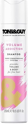 Toni&Guy Volume Addiction Shampoo for Fine & Flat Hair, Provides Natural Volume & Bounce to Hair, Formulated with Wheat Extracts, Lightweight Gentle Scalp Cleanser, Suitable for Men & Women, 250ml