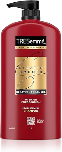 Tresemme Keratin Smooth, Shampoo, 1L, for Straighter, Shinier Hair, with Keratin & Argan Oil, Nourishes Dry Hair, Controls Frizz , for Men & Women