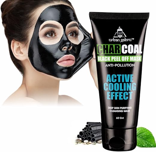 UrbanGabru Charcoal Peel Off Mask for Men & Women | Removes Blackheads and Whiteheads | Active Cooling Effect | Deep Skin Purifying Cleansing (60 gm)