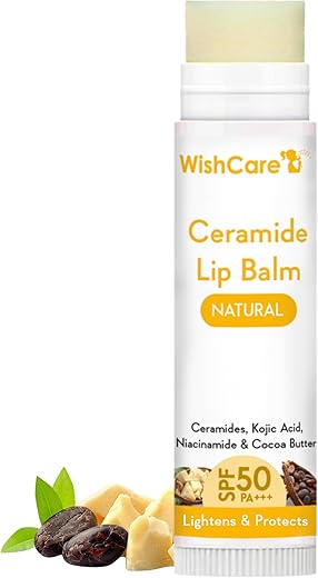 WishCare Ceramide Lip Balm with SPF50 PA+++ - Kojic Acid & Niacinamide - For Lip Lightening & Protection 5gm